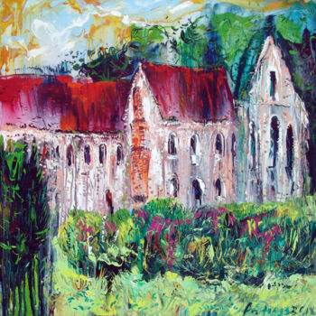 Painting titled "Abbaye Notre-Dame d…" by Andrejs Bovtovičs, Original Artwork, Acrylic