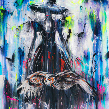Malarstwo zatytułowany „I’m the Witch” autorstwa Andrejs Bovtovičs, Oryginalna praca, Akryl Zamontowany na Drewniana rama no…