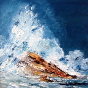 Peinture intitulée "vague" par André Kermorvant, Œuvre d'art originale, Huile