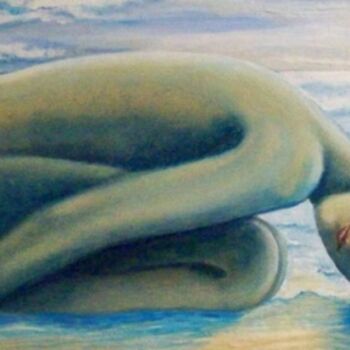 Malerei mit dem Titel "Ecoute la mer." von André Lerot, Original-Kunstwerk, Öl