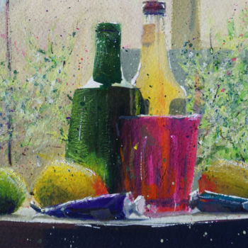 Pintura titulada "Soda et citrons #1" por André Méhu, Obra de arte original, Gouache