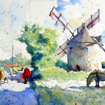 Painting titled "Milin Avel Kercousq…" by André Méhu, Original Artwork, Watercolor