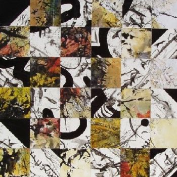 Peinture intitulée "Composition carré 2" par André Quétard, Œuvre d'art originale, Huile