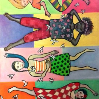 Painting titled "4 femmes" by Andre Rippert, Original Artwork, Oil