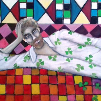 Peinture intitulée "homme-aux-trefles.j…" par Andre Rippert, Œuvre d'art originale, Huile