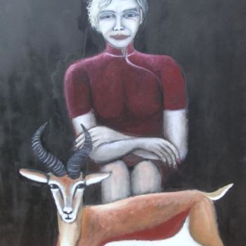 Peinture intitulée "femme mûre à l'anti…" par Andre Rippert, Œuvre d'art originale, Huile
