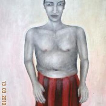 Peinture intitulée "homme à la serviette" par Andre Rippert, Œuvre d'art originale, Huile