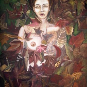 Painting titled "feuilles mortes" by Andre Rippert, Original Artwork, Oil