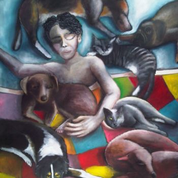 Peinture intitulée "chiens-et-chats.jpg" par Andre Rippert, Œuvre d'art originale, Autre