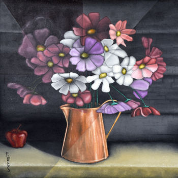 Painting titled "Flores" by Andres Gomez, Original Artwork, Oil