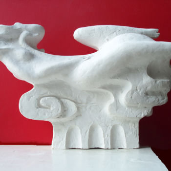 Sculpture intitulée "Леда и лебедь" par Andrey Polubok, Œuvre d'art originale, Plâtre