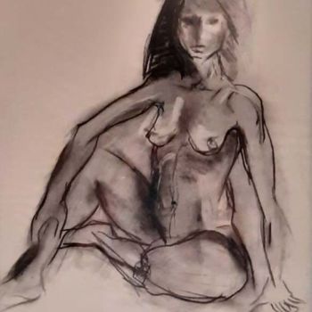 Disegno intitolato "Woman Standing" da Andrew Gordo (kempai), Opera d'arte originale, Carbone