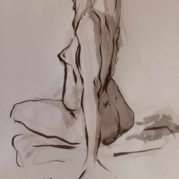 Desenho intitulada "sitted woman" por Andrew Gordo (kempai), Obras de arte originais, Tinta