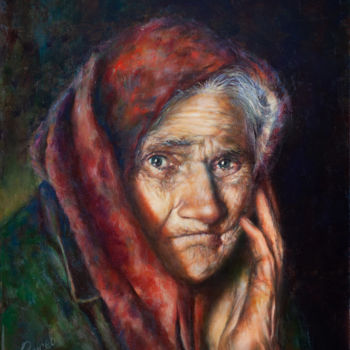 Painting titled ""The look from eter…" by Andrew Gusev, Original Artwork, Oil