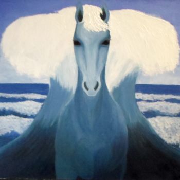 Painting titled "The horse of sea god" by Kay-Painting, Original Artwork, Oil