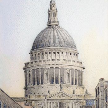 Peinture intitulée "St Paul's Cathedral…" par Andrew Lucas, Œuvre d'art originale, Aquarelle