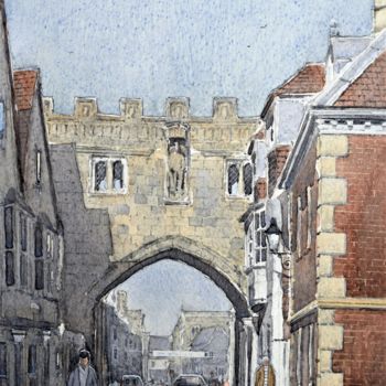 「High street gate, S…」というタイトルの絵画 Andrew Lucasによって, オリジナルのアートワーク, 水彩画