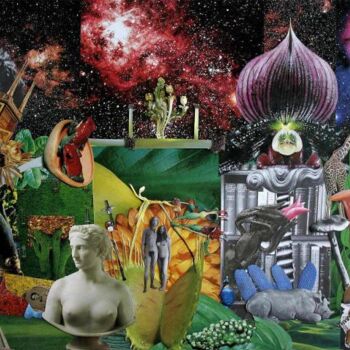 Collagen mit dem Titel "Acid Eden" von Andrew Mclaughlin, Original-Kunstwerk
