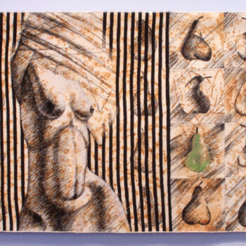 Arte têxtil intitulada "Pear Orchard" por Andrew Schneider, Obras de arte originais, Bordado