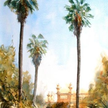 Painting titled "Palm trees at San A…" by Andrew Borg, Original Artwork
