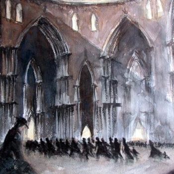 Painting titled "Panic in the Cathed…" by Andrew Borg, Original Artwork