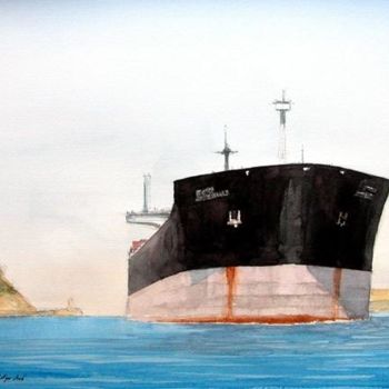 Ζωγραφική με τίτλο "Summer tanker, Vall…" από Andrew Borg, Αυθεντικά έργα τέχνης