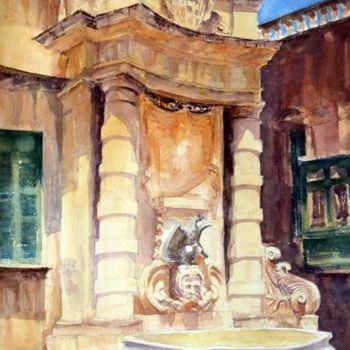 Painting titled "Fountain in Palace…" by Andrew Borg, Original Artwork