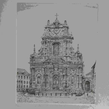 「Leuven Sint Michiel…」というタイトルの描画 Andre Wellensによって, オリジナルのアートワーク