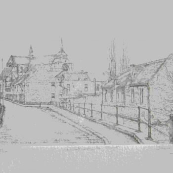 Drawing titled "vissersstraat, Diest" by Andre Wellens, Original Artwork