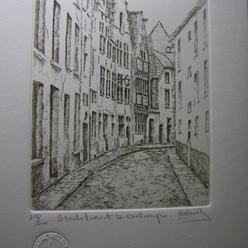 Disegno intitolato "Stoelstraat" da Andre Wellens, Opera d'arte originale