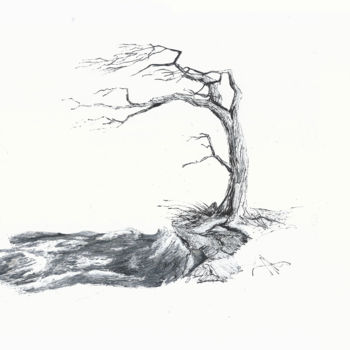 Desenho intitulada "Обрыв" por Andrei Katsuba, Obras de arte originais, Tinta