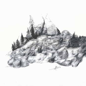 Drawing titled "Гора" by Andrei Katsuba, Original Artwork, Ink