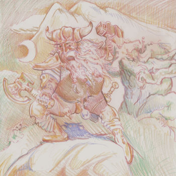 Drawing titled "Durlag Hachetonnerre" by Magdalaen, Original Artwork, Pencil