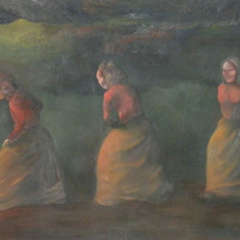 Painting titled "Les pélerines" by Magdalaen, Original Artwork, Oil