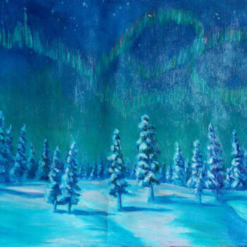 Картина под названием "Северное сияние" - Andrey Abramov (Nikolaevich), Подлинное произведение искусства, Масло Установлен н…