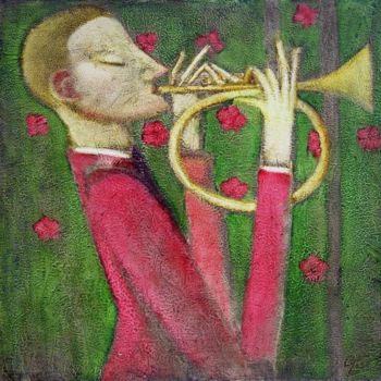 Peinture intitulée "Blowing the Horn" par Andrey Aranyshev, Œuvre d'art originale, Huile