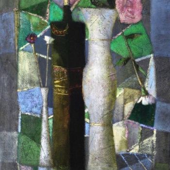 Peinture intitulée "Two Vases and a Bot…" par Andrey Aranyshev, Œuvre d'art originale, Huile Monté sur Châssis en bois