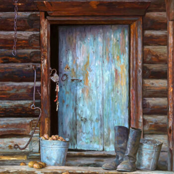 Painting titled "Door" by Andrey Dareev, Original Artwork, Oil