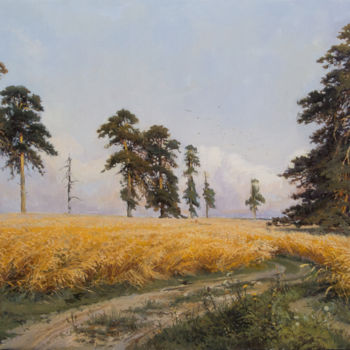 Peinture intitulée "Рожь" par Andrei Zhilov, Œuvre d'art originale, Huile Monté sur Châssis en bois