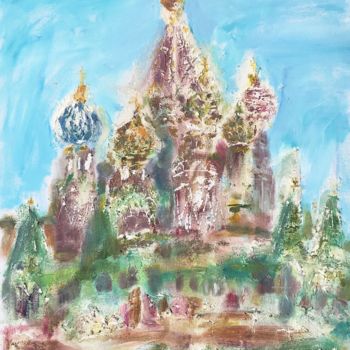Картина под названием "St. Basil Cathedral…" - Andrey Kryuk, Подлинное произведение искусства, Акрил