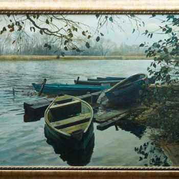 Peinture intitulée "Boats" par Andrey Lipko, Œuvre d'art originale, Huile