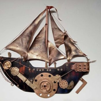 Sculpture titled "Steampunk Pirate Sa…" by Andrey Mantula, Original Artwork, Metals