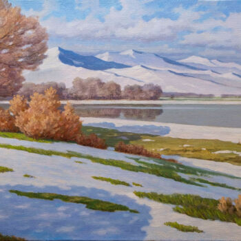 Картина под названием "Sunny autumn day in…" - Andrey Pingachev, Подлинное произведение искусства, Масло Установлен на Дерев…