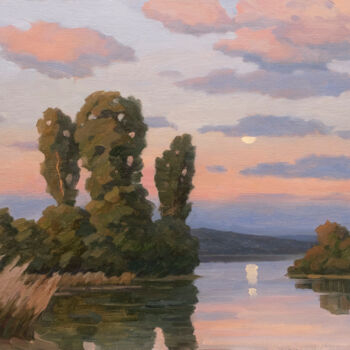 Painting titled "Twilight" by Andrey Pingachev, Original Artwork, Oil Mounted on Cardboard