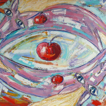 Картина под названием "Вокруг красного ябл…" - Андрей Сахапов, Подлинное произведение искусства, Масло Установлен на Деревян…