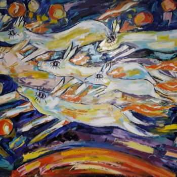 Ζωγραφική με τίτλο "Домой мимо красной…" από Андрей Сахапов, Αυθεντικά έργα τέχνης, Λάδι Τοποθετήθηκε στο Ξύλινο φορείο σκελ…