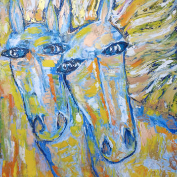 Картина под названием "Когда мы с другом в…" - Андрей Сахапов, Подлинное произведение искусства, Масло Установлен на Деревян…