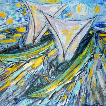 Pintura titulada "Бесконечное странст…" por Andrei Sakhapov, Obra de arte original, Oleo Montado en Bastidor de camilla de m…