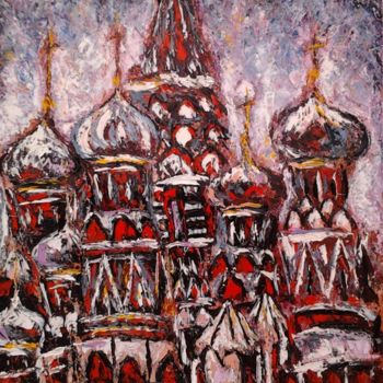 Malarstwo zatytułowany „Собор в светлом” autorstwa Андрей Сахапов, Oryginalna praca, Olej Zamontowany na Drewniana rama noszy