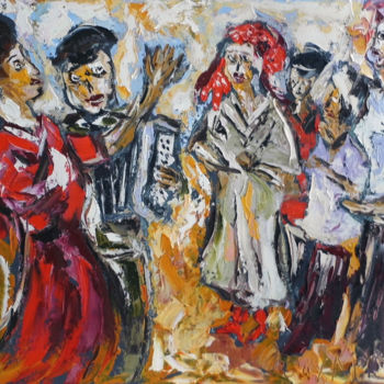 Peinture intitulée "Жарь гармоника" par Andrei Sakhapov, Œuvre d'art originale, Huile Monté sur Châssis en bois